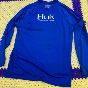 Huk Blue Performance Fishing Shirt size youth XL